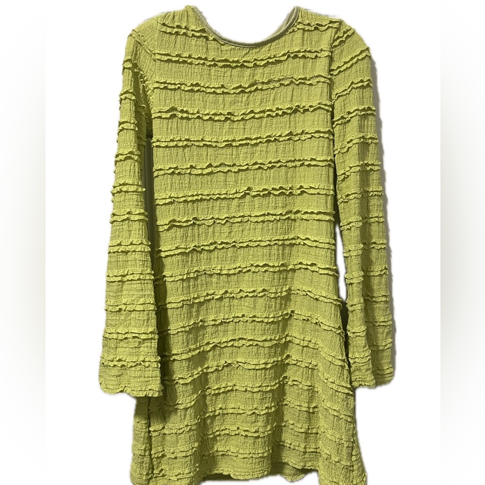 Ruffle Green Long Sleeve Mini Dress
